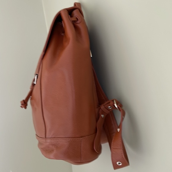 Leather Backpack Drawstring Cognac Zenith Bag - Picture 4 of 12